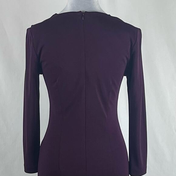 Anthropologie Nicole Miller Burgundy Minimalist Feminine Midi Dress NWOT Size 6 - Picture 6 of 12